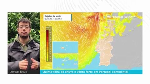 Quinta-feira de chuva e vento forte em Portugal continental