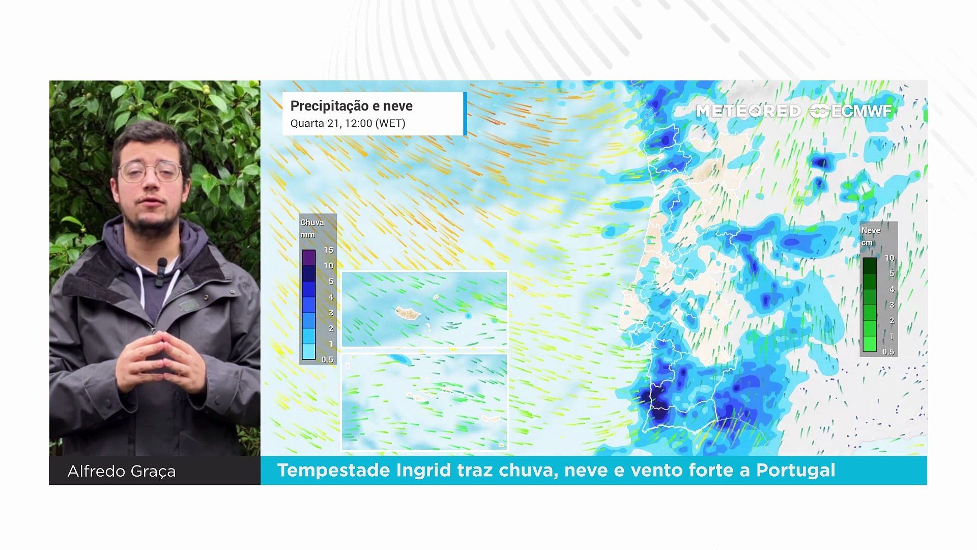 Tempestade Ingrid traz chuva, neve e vento forte a Portugal