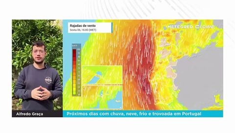 Próximos dias com chuva, neve, frio e trovoada em Portugal