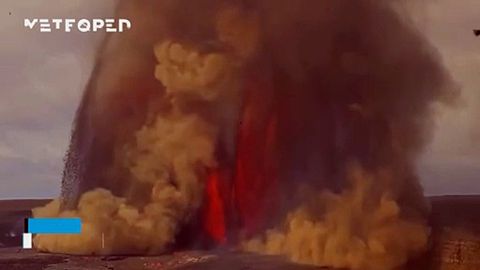 La última erupción del volcán Kilauea (Hawai) deja fuentes de lava de más de 100 metros