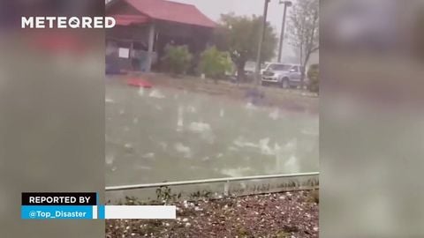 Enorme hagelstorm richt grote schade aan in Vientiane, Laos