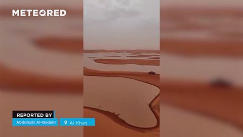 O deserto da Arábia está se enchendo de lagos e prados após chuvas extraordinárias