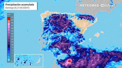 Lluvias de más de 25 l/m2 en varias capitales
