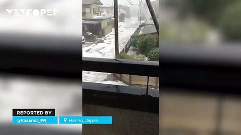 Una gran tormenta de lluvia y granizo causa en caos en la prefectura de Saitama, Japón
