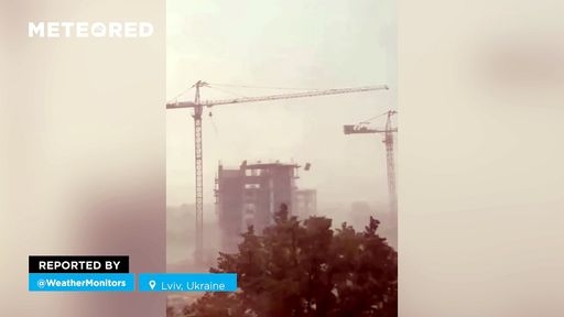 Une tempête accompagnée de fortes pluies et de vents extrêmes s'abat sur Lviv, en Ukraine