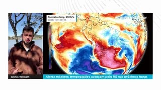 Alerta máximo: tempestades avançam pelo RS nas próximas horas