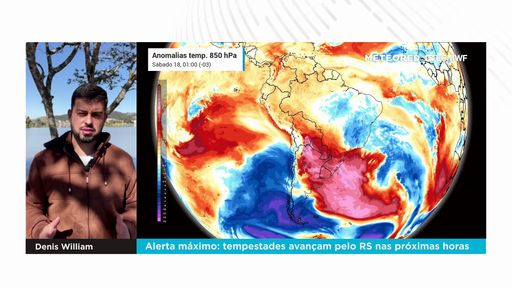 Alerta máximo: tempestades avançam pelo RS nas próximas horas