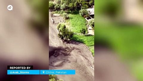Devastadora inundación de lodo en Chitral, Pakistán.