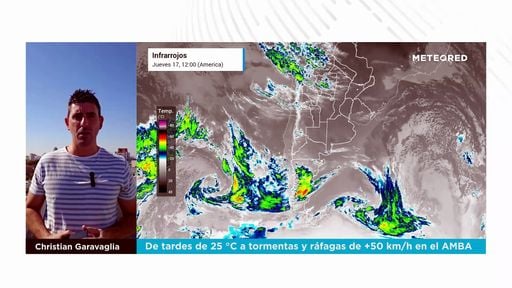 De tardes de 25 °C a tormentas y ráfagas de +50 km/h en el AMBA