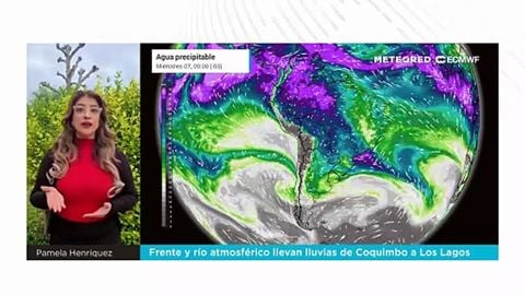 Frente y río atmosférico llevan lluvias de Coquimbo a Los Lagos