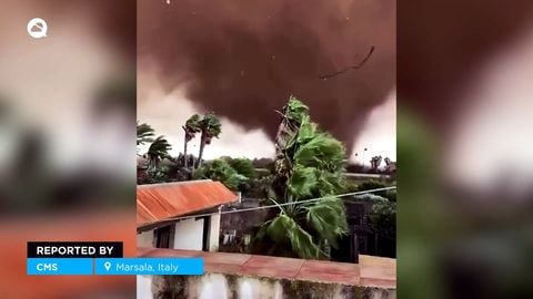 Ein Tornado richtet in Marsala im Westen Siziliens (Italien) Verwüstungen an