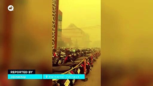 The cloud of smoke and ash from the massive forest fires on the island of Kalimantan is resulting in unhealthy air quality
