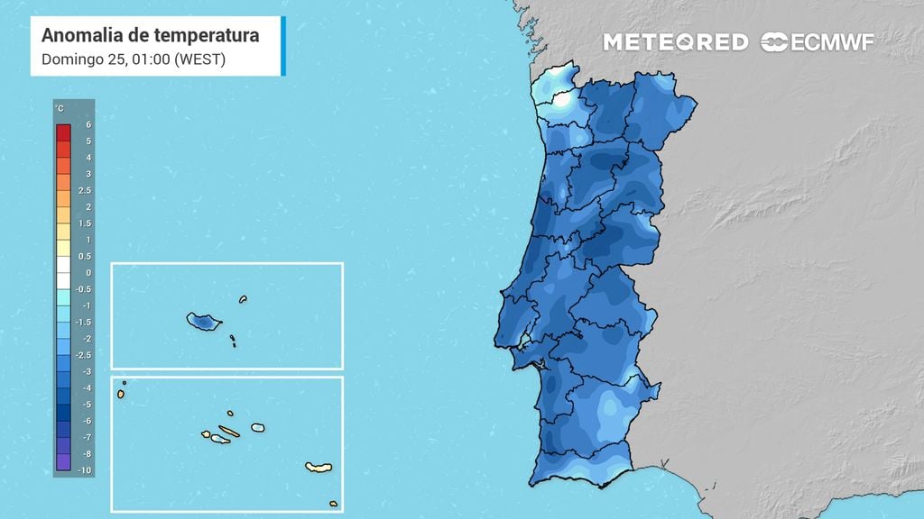 Temperaturas sobem até 5 °C em Portugal na segunda-feira: ECMWF prevê valores até 6 °C acima do normal