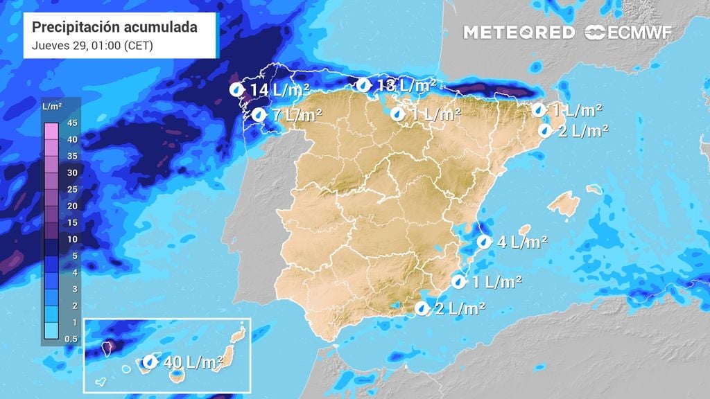 Se aproximan varios frentes que dejarán lluvias de más de 20 l/m2 en las comunidades del norte peninsular