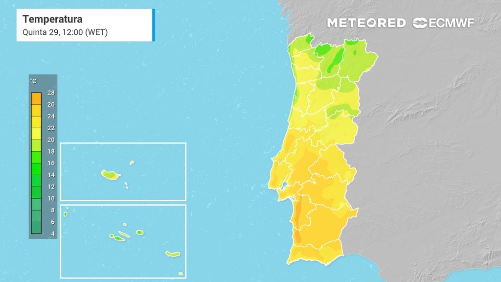 Até 28 ºC em Portugal continental: eis a evolução das temperaturas máximas na última semana de outubro