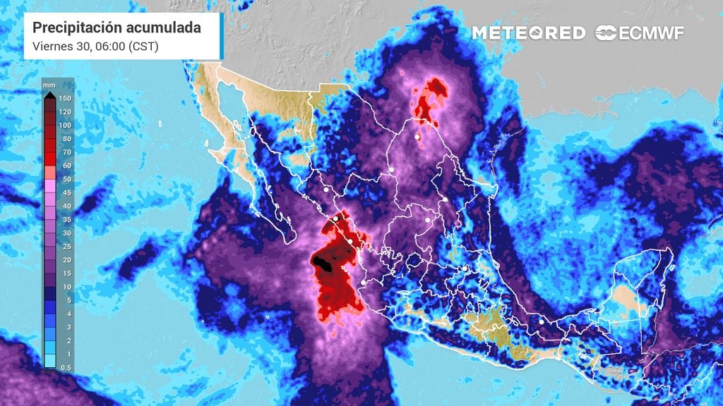 Se aproximan intensas lluvias al occidente de México hoy miércoles, por el ciclón Vance: hasta 100 mm en estos estados