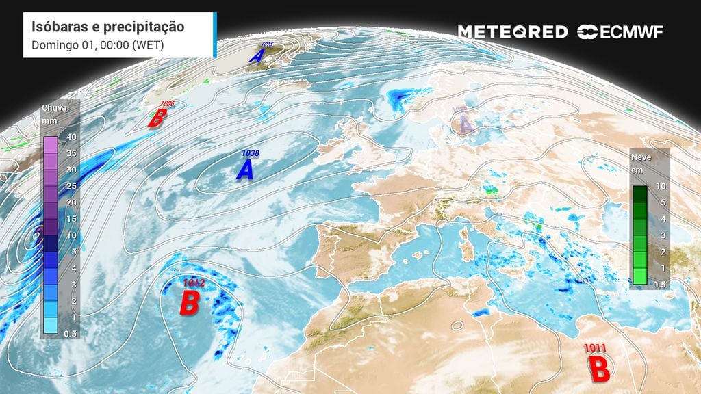 Buraco nos mapas de chuva sobre Portugal: porque é que a precipitação evitará o nosso país nas próximas 144 horas