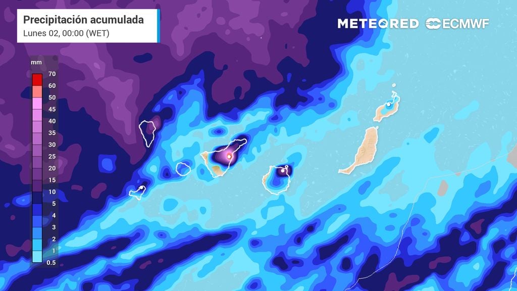 100 l/m2 en Canarias: el domingo 1 de noviembre se abrirá la puerta a tres días de intensas lluvias 