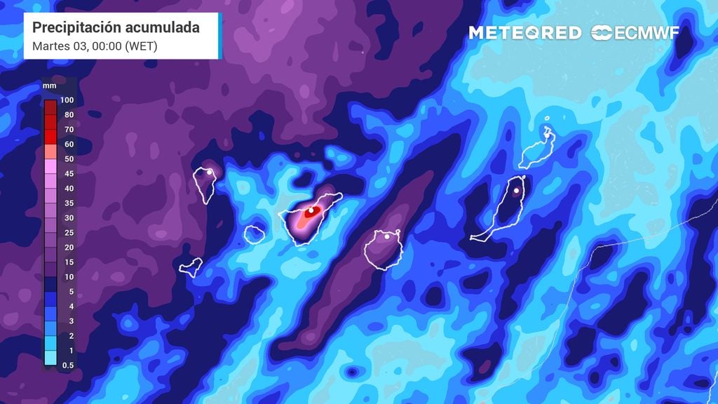 Este domingo 1 crecerán tormentas fuertes muy cerca de las islas occidentales de Canarias 