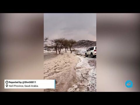 Impresionante granizada en Arabia Saudí