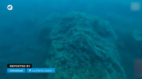 Aparición de nuevos fondos marinos tras la erupción de La Palma, España.
