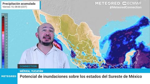 Potencial de inundaciones sobre los estados del Sureste de México